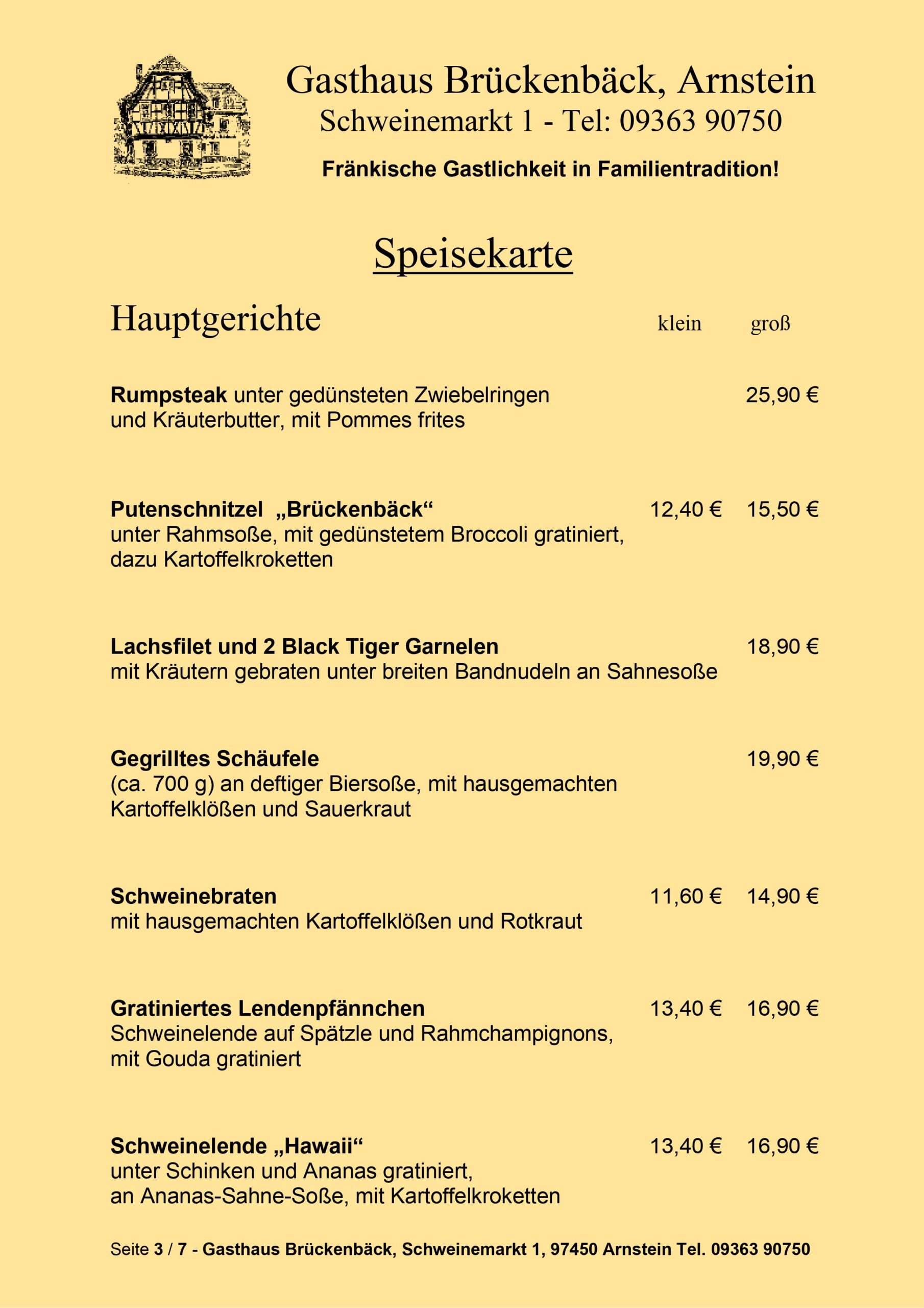 Gasthaus Brückenbäck - Speisekarte Seite 3/7
